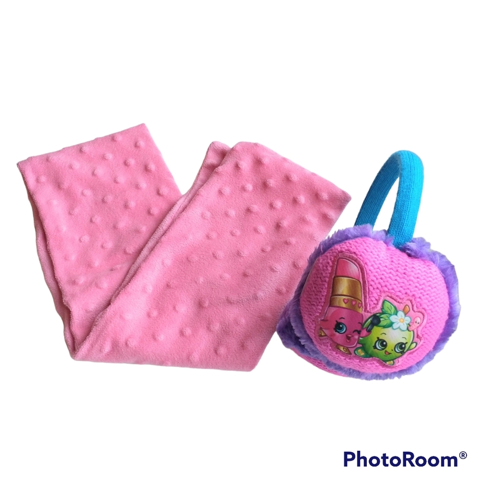 Girl's Shopkins Ear Warmers and Scarf Bundle